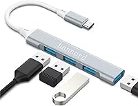 Vista 2 de Concentrador USB C, mini divisor USB de aluminio de 4 puertos, USB tipo C a USB A 3.0 y adaptador USB A 2.0 para MacBook Pro/Air, teléfono, laptop