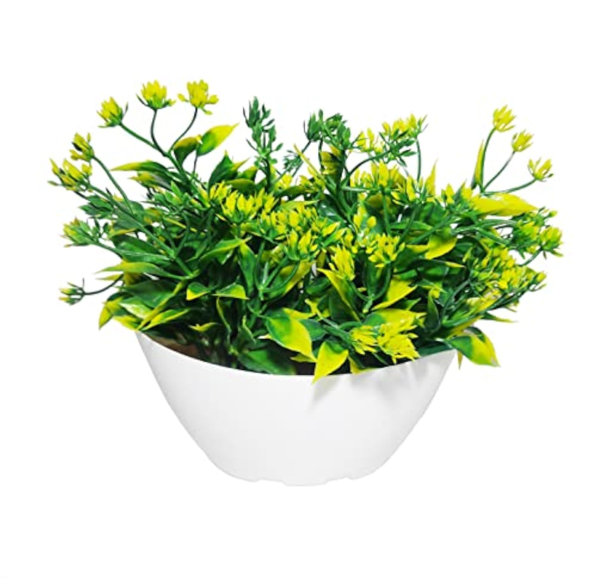 Artificial Plants with Fully Loaded Leaves in a Pot, Green
