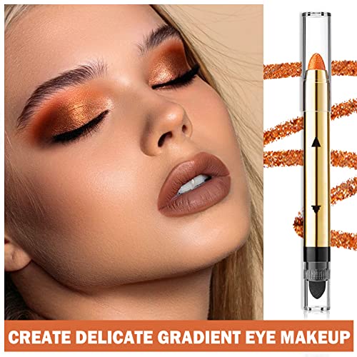 Awccxmym Cream Eyeshadow Stick Glitter Eyeshadow Liquid Eyeshadow Natural Soft Shimmer Eye Shadow Sticks For Eye Makeup 02#Orange Highlighter #TOP6
