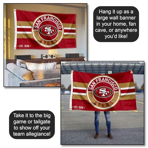 Drapeau San Francisco 49ers avec boutons de fixation renforcés - 6