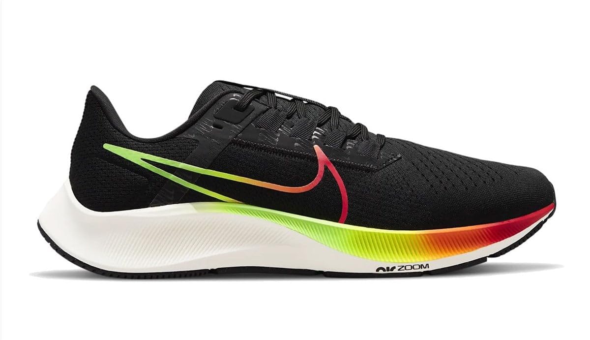 NIKEAir Zoom Pegasus 38 Men Running Trainers Sneakers Shoes DQ4994 (Black/Green Strike/Total Orange/Volt 010) (UK_Footwear_Size_System, Adult, Men, Numeric, Medium, Numeric_7_Point_5)
