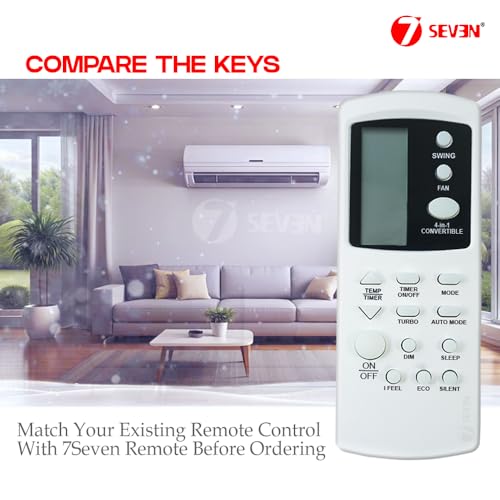 Image of 7SEVEN Compatible with Motorola AC Remote Control Model 210E Suitable for 1 1.5 2 Ton Split and Window Air Conditioner - Match Each Key by Key Exactly with Existing AC Remote Function