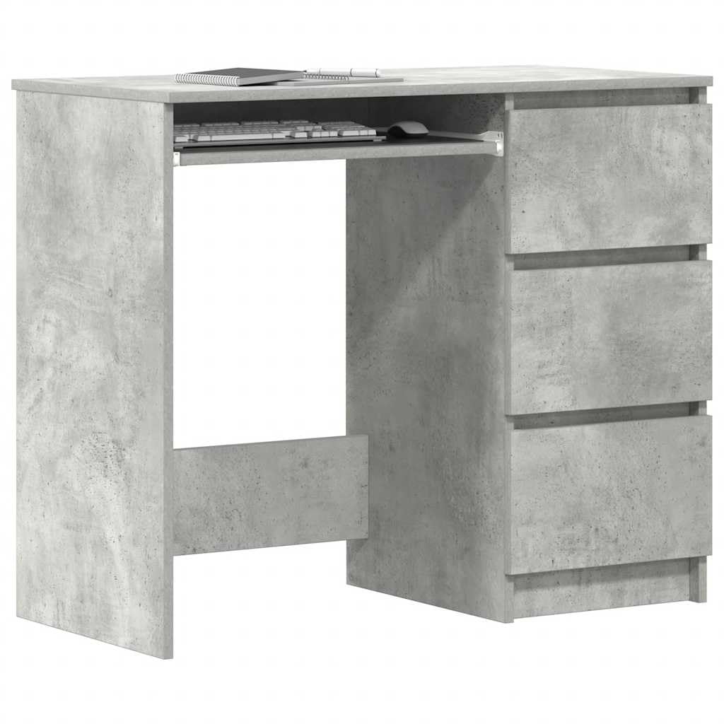 Hothingwell Schreibtisch, grau, Beton, 90 x 45 x 76 cm, Holz | Mit Aufbewahrungsschublade, einfach zu montieren, Pflege mit feuchtem Tuch, ideal für Schlafzimmer oder Ecke
