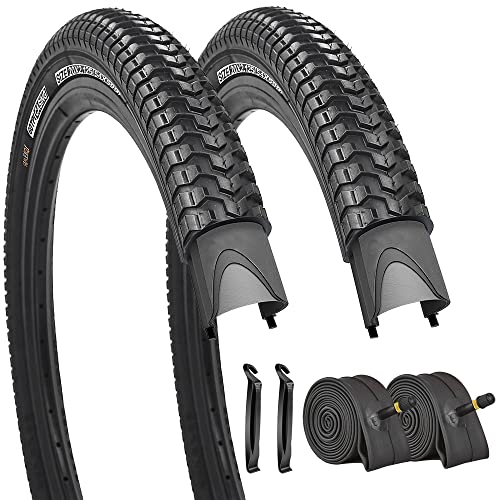 SIMEIQI 2 Pack Bike Tires 20x2.125 Bicycle Tires with 2 Inner Tubes 2 Levers for Park Trails Gravel Path,City Road,Pavement Surface