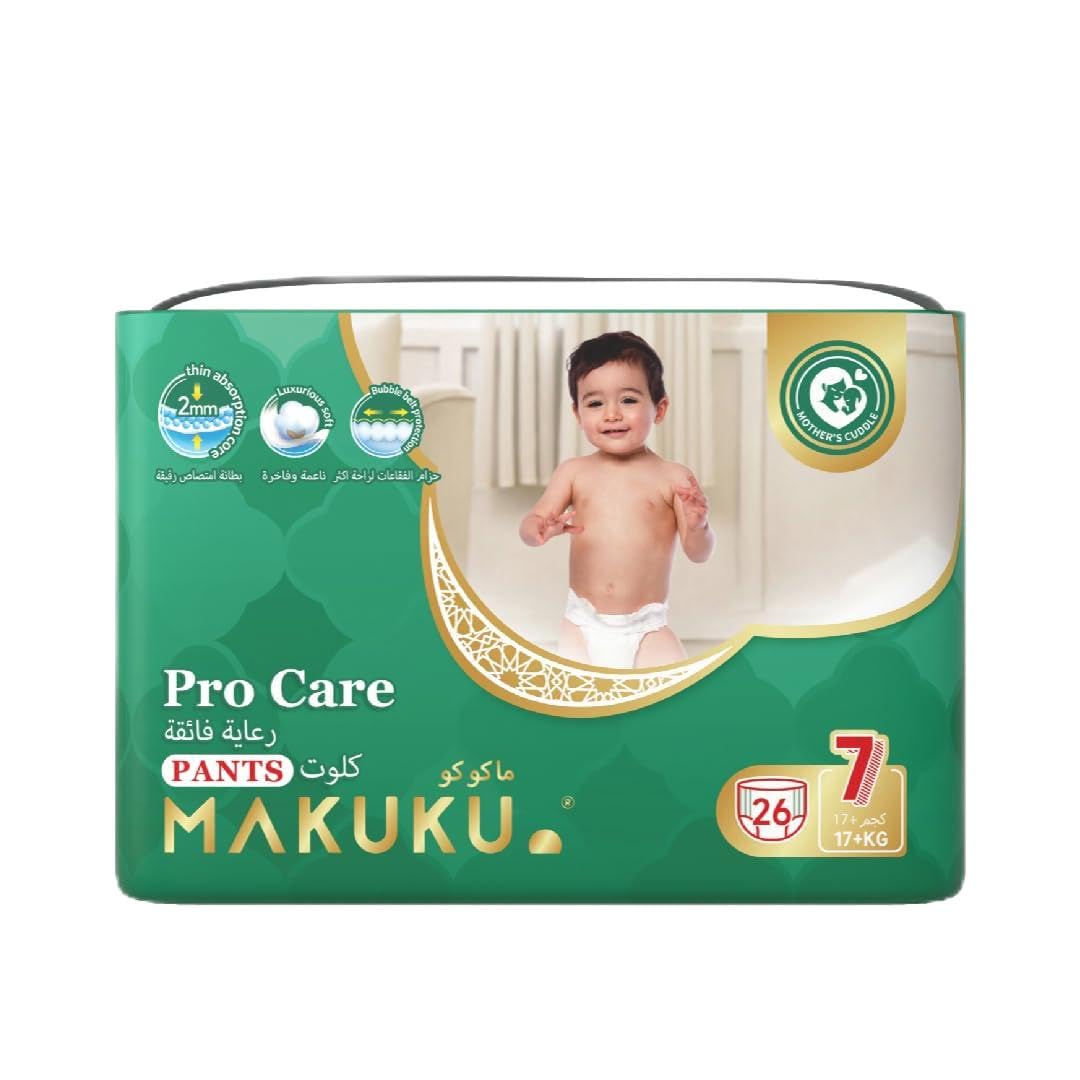 MAKUKU Pro Care Pants Diapers - Size 7 (17+kg) | 24+months | 26 Pieces
