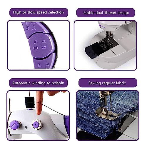 Image of CHILLAXPLUS mini sewing machine, stitching machine for home, portable sewing machine, electric sewing machine with table set,White