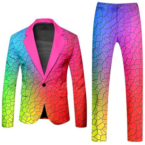 Mymyguoe Fashionable Rainbow Suits for Men Cover