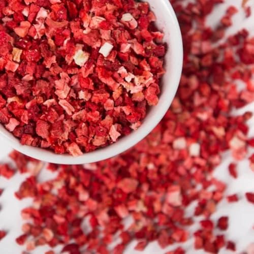 Freeze Dried Strawberry Pieces 100g Freeze-Dried Strawberries Crumbs Bits Nibs Fruit Sprinkles Small Piece Dry Bulk 100% Natural Raw for Baking Breakfast Porridge Smoothies Cake Decoration Yogurt