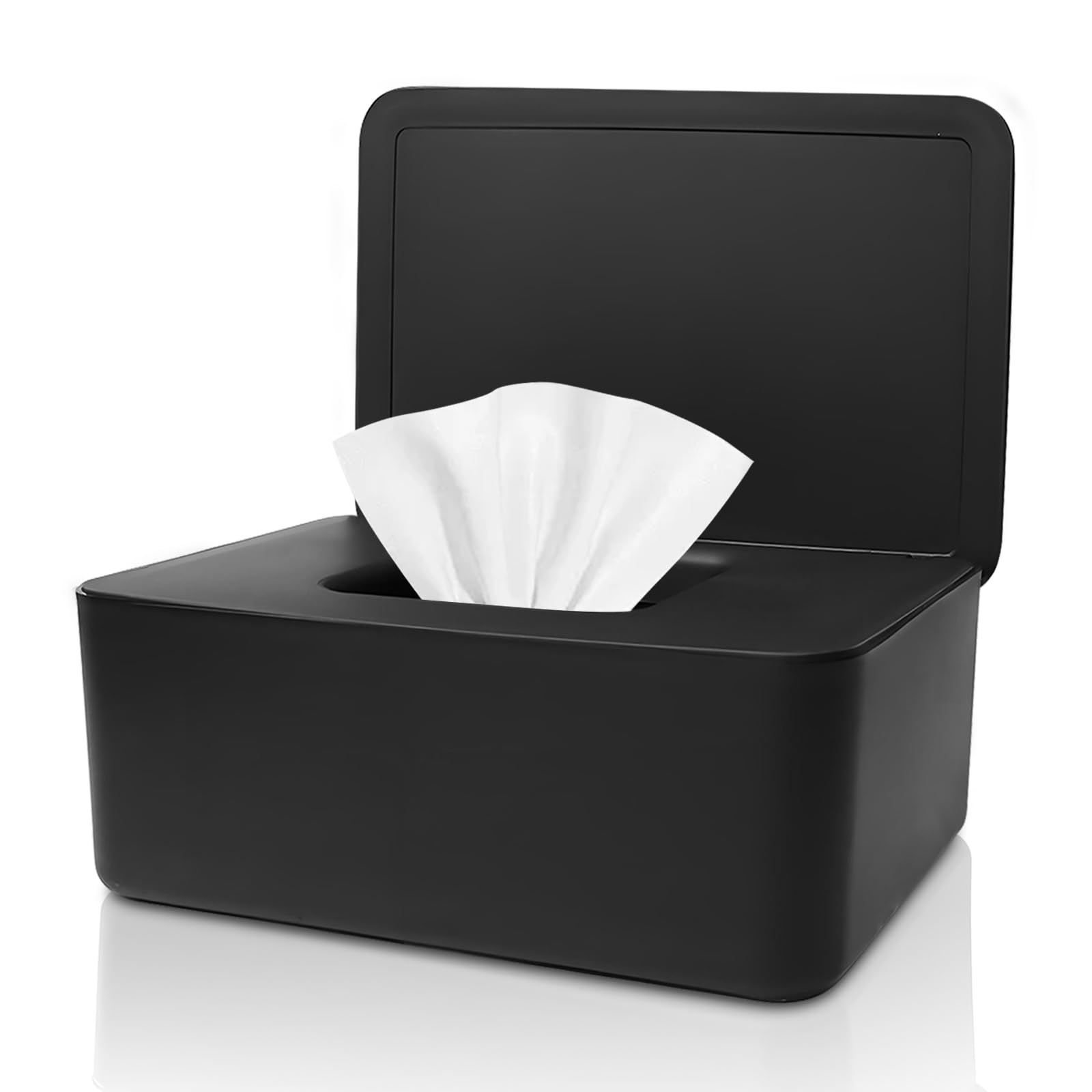 Yicaam Black 1 Pcs Wet Wipes Dispenser Box - Wet Wipes Storage Box With Lid Tissue Box Holder Rectangular, Baby Nappy Wipes Case For Toilet, Bathroom