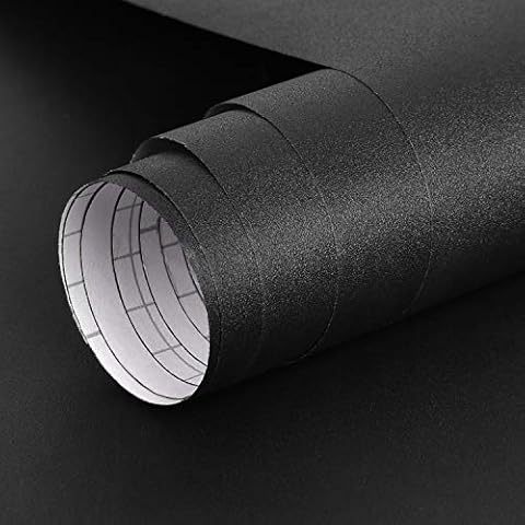 Krelymics Black Wallpaper, Matte Wallpaper, Self Adhesive Wallpaper, Vinyl Furniture Sticker, 40cm x 5m, for Home, Kitchen, Furniture Decoration Cover