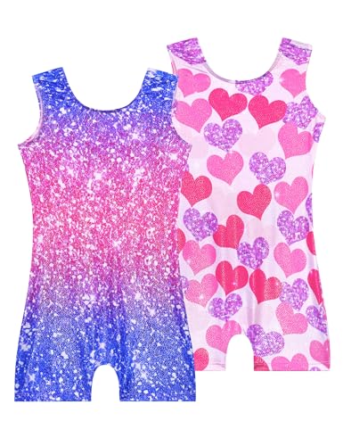 Image of 2 Pack Leotard for Girls Gymnastics Sparkly Sleeveless Unitards