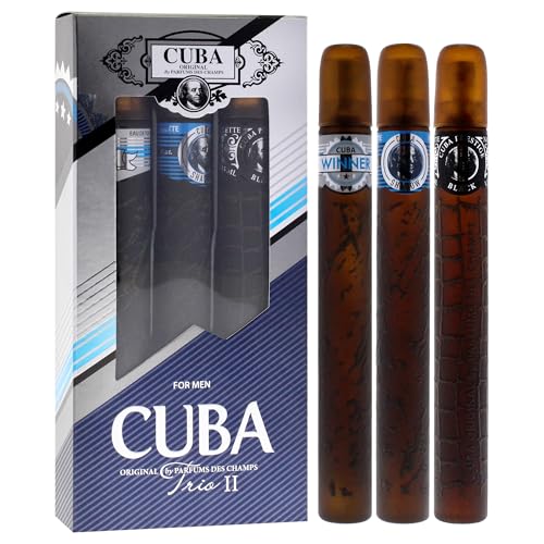 Trio 2 By Cuba For Men - Set Da 3 Pezzi Da Regalo 1,17 Oz Edt Spray, 1,17 Oz Cuba Shadow Edt Spray, 1,17 Oz Cuba Prestige Black Edt Spray - 3