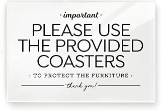 Reilly Originals 4x6 Please Use Coasters Designer Sign ~ Ready to Stick, Lean or Frame (White)