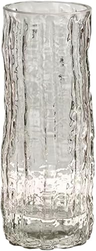 Miniatura 10 de Jarrón cilíndrico de cristal transparente de 7 pulgadas, florero grueso acanalado para centros de mesa modernos, decoración del hogar, sala de