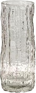 Clear Glass Vase Cylinder 7" Ribbed Thickened Flower Vase Crystal Vase for Modern Centerpieces Home Decor Living Room Bedroom Dining Table Office Wedding Decoration Gift Clear