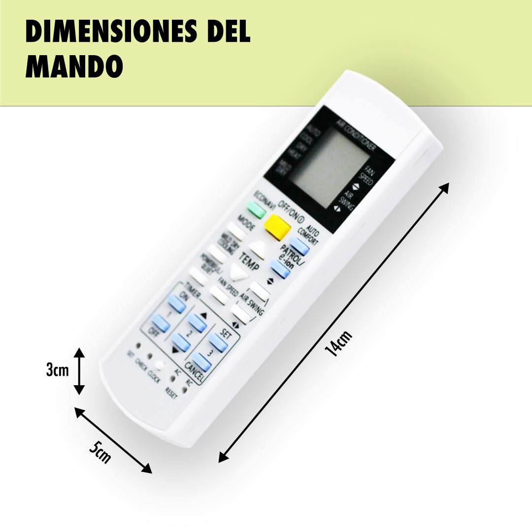 Mando A Distancia Repuesto Para Aire Acondicionado Panasonic - Modelo A75C3755, Compatible Con Varias Series