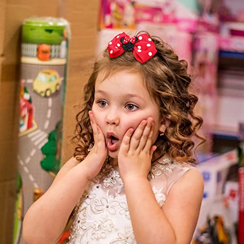 Glitter Mouse Ears Hair Bow Clips Toddler Baby Girls Kids Valentines Cute Red Polka Dot Pigtail Bows Alligator Barrettes Birthday Party Favor Dress Up Cartoon Accessories Xmas Holiday Gift #TOP2