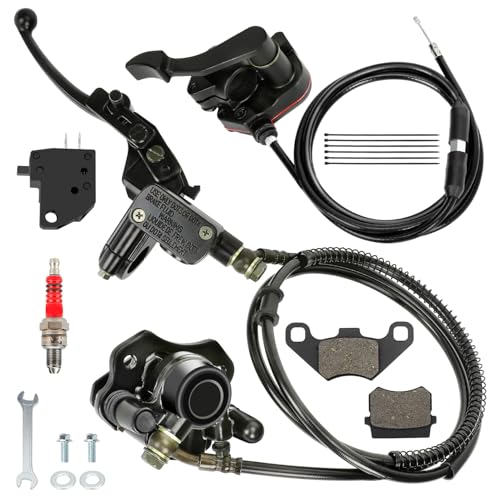 XIKOBY 110cc 125cc ATV Hand Rear Hydraulic Disc Brake Master Cylinder Caliper Kit for Tao Tao Coolster 90cc 70cc Kazuma Roketa Loncin SunL Chinese 4-Stroke Quad 4 Wheeler Part with 7/8 Thumb Throttle