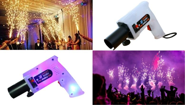 Image of Handheld Sparkler Pyro Gun /Party Gun, Cold pyro Gun's for Private Parties, Functions, Pubs, Events, Wedding Party and All Kind of Celebrations (White)(Pack of 2)