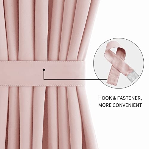Image of DWCN French Door Curtains - Rod Pocket Thermal Blackout Curtain for Doors with Glass Window, Kitchen and Patio Doors for Privacy, 25 X 72 Inches Long, 1 Curtain Panel with Tieback,Blush Pink