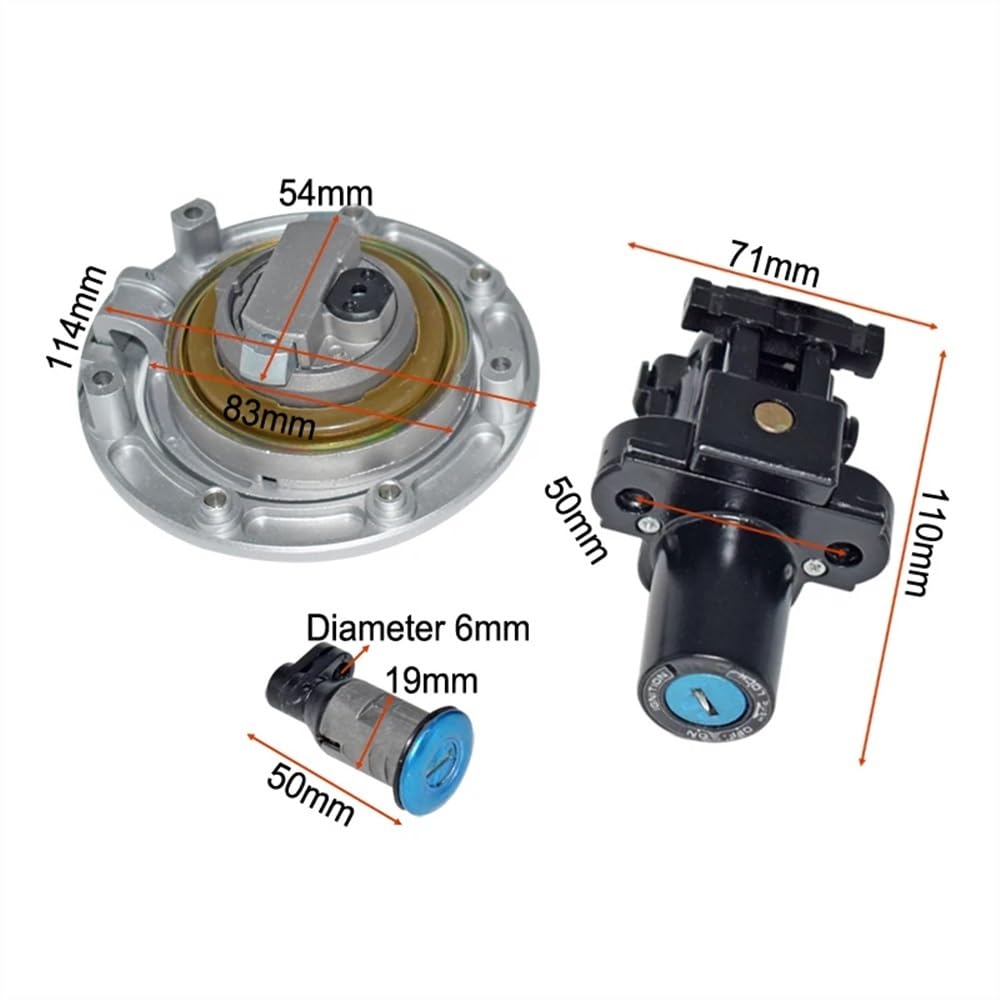 para Ho&nda CBR 600 600RR 1000 1000RR F3 F2 F4 2008-2014 Interruptor Bloqueo Ignición Motocicleta Tapa Combustible Tapa De Tanque De Bloqueo con Llave Tapa depósito Gasolina Moto