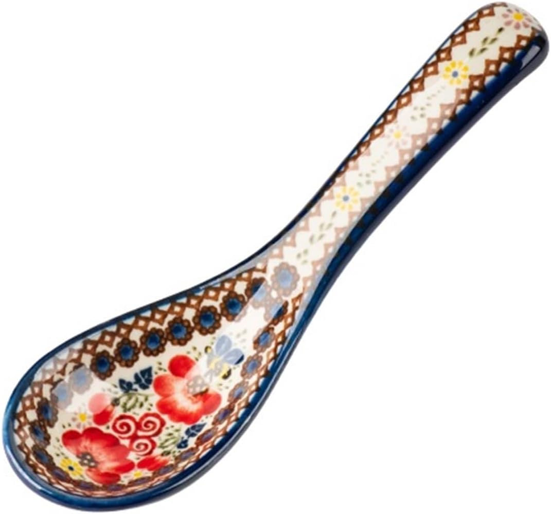 Soup Spoon Colorful Ceramic Small 2 Pieces Creative Retro Dessert Household Kitchen Tableware Porcelain Ice Cream Scoop(E)