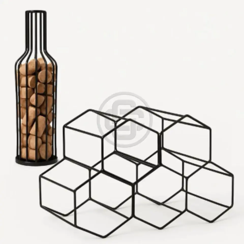 Adega Vinho + Porta Rolha Aramado Empilhável A Solução Perfeita Para Guardar Seus Vinhos com Charme (KIT - PRETO)