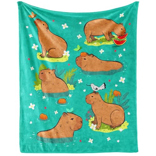 Throw Blanket for Kids - 40x50 Inches Crib Size - Soft Fluffy Cozy Blankets Gift - Green Cute Blanket Throws for Travel, Office