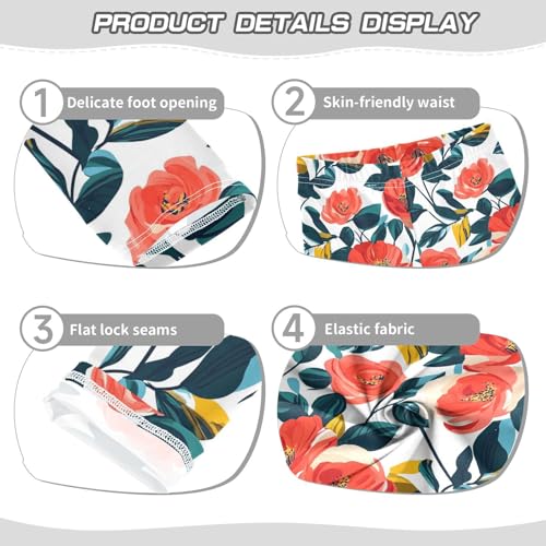 Floral Pattern Red Roses Kids Girl's Cotton Pants Comfortable Full Length Activewear Gym3