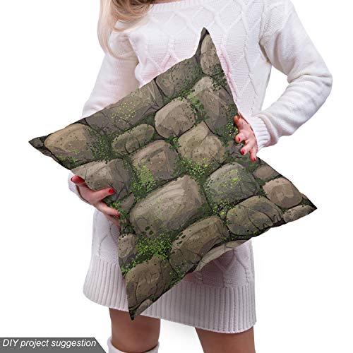 Image of Ambesonne Nature Fabric by The Yard Stones Covered with Moss Rock Formation Forest Peaceful Theme Water Resistant Outdoor and Indoor Fabric for Furnishing Sewing Hobby DIY Projects 2 Yards Brown Green