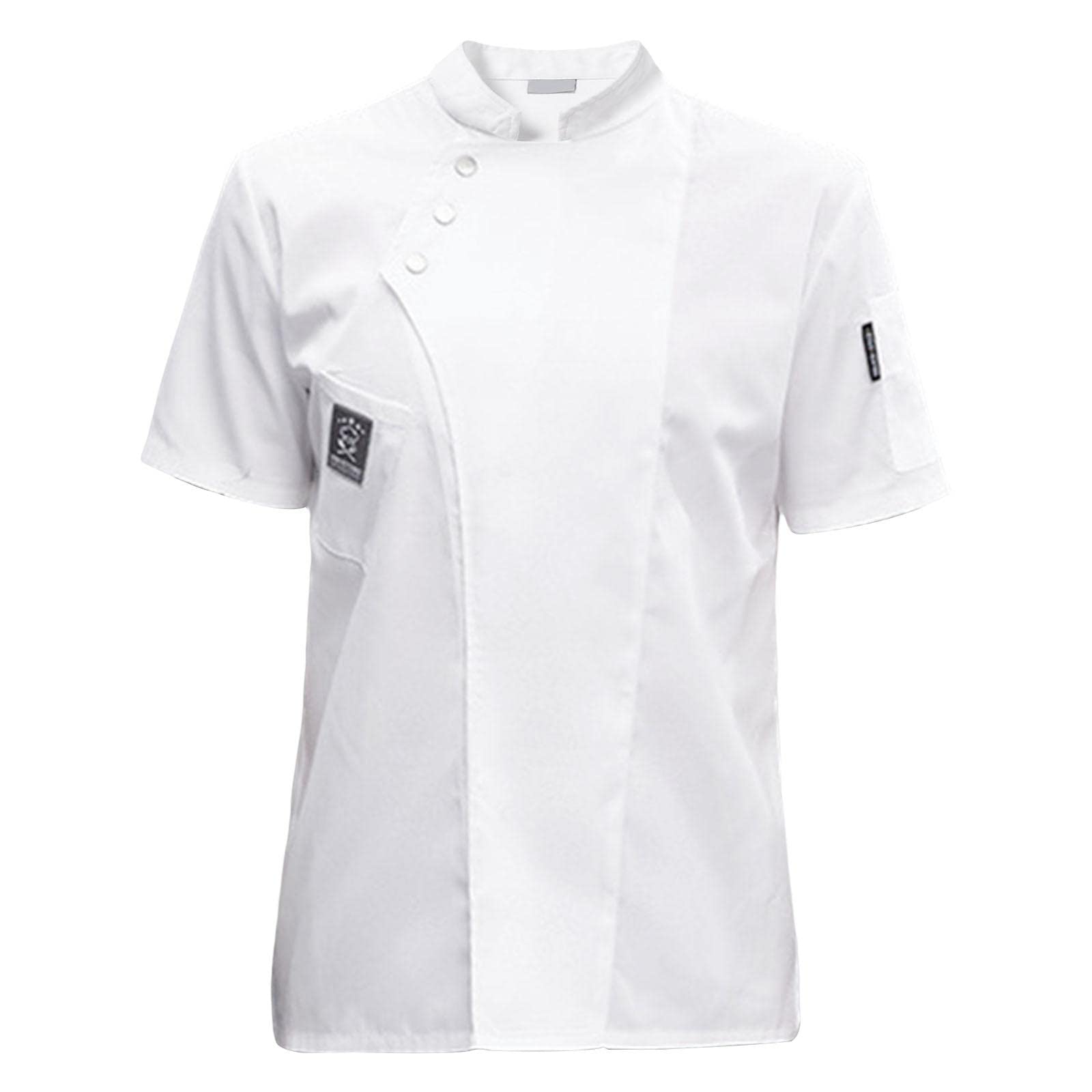 myaddiction Chef Jacket Short Sleeve Cooking Clothes Simple Chef Coat for Restaurant White XL Clothing Shoes & Accessories | Uniforms & Work Clothing | Other Uniforms & Work Clothing-picture-42