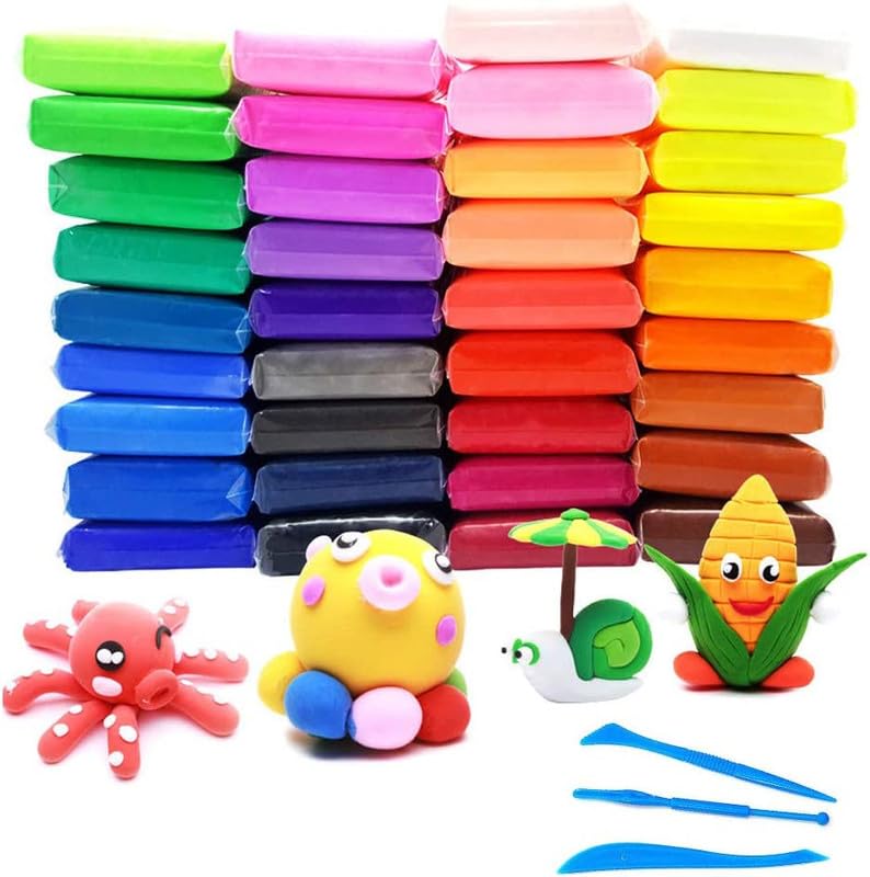 Eclet (Pack of 12) Air Dry Clay, Colorful Children Soft Clay, Creative Art Crafts, Gifts for Kids-Multi Color. Non-Toxic Modeling Magic Fluffy Foam Bouncing Clay Putty Kit for Kids with Tools .54