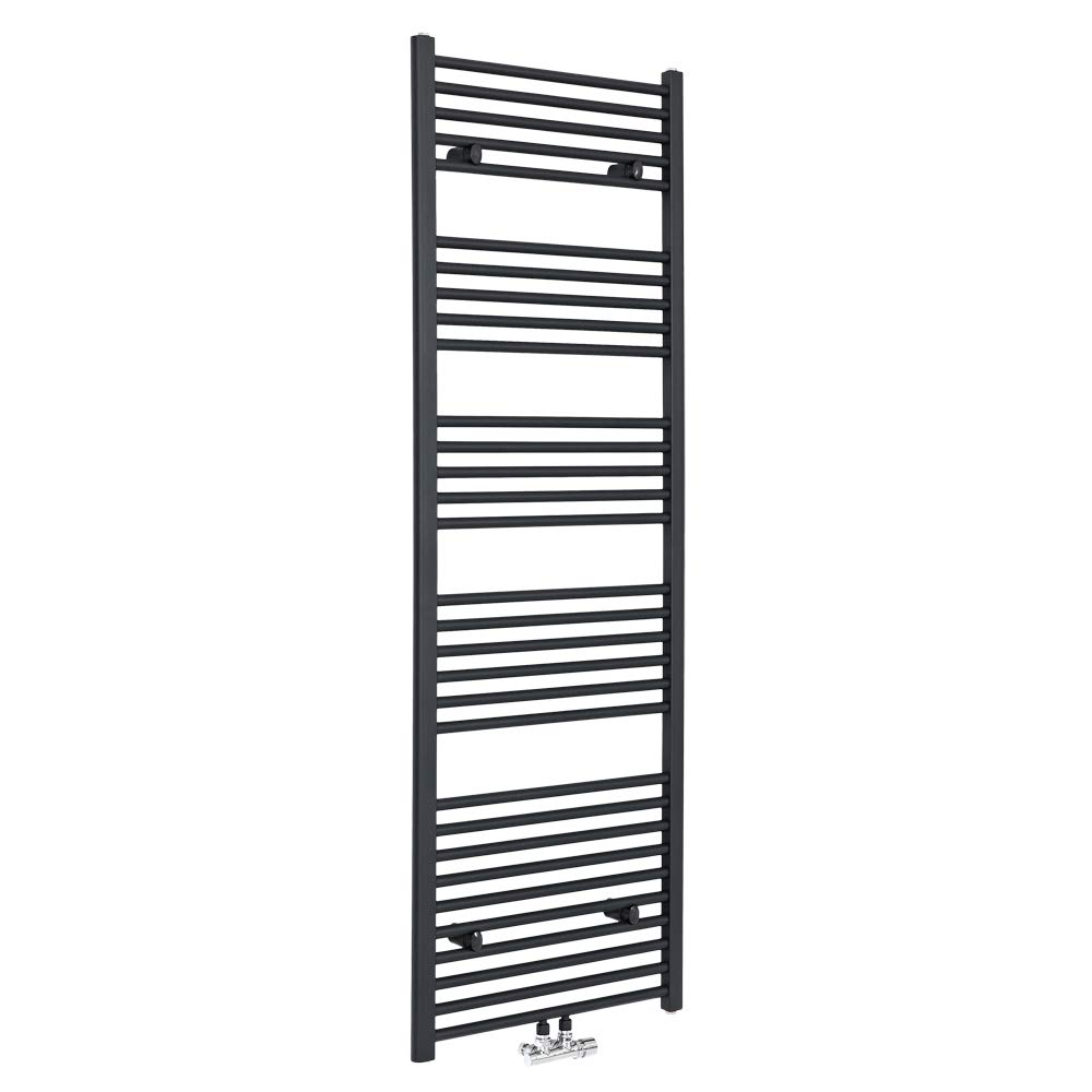 Milano Anthracite Neva Middle Connection Heated Towel Rail - 1785Mm X 600Mm