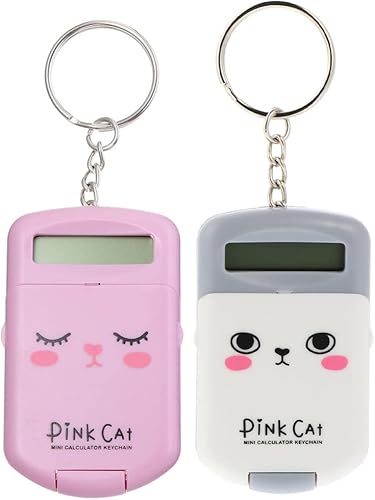 Mini calculadora electrónica de juguete cerebral, 2 unidades, calculadora giratoria de 8 dígitos con llavero para niños de oficina en casa
