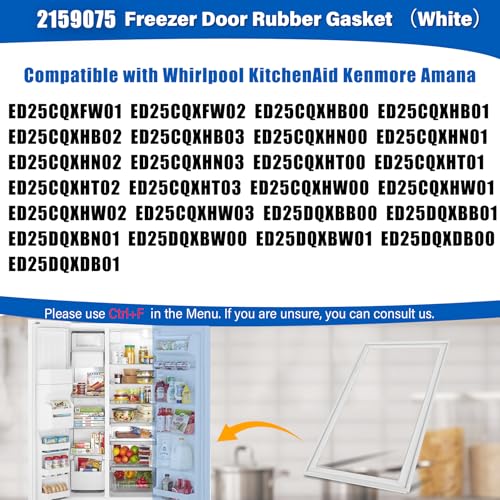 Image of Upgraded 62″x19″ 2159075 2159083 Refrigerator Door Gasket Replacement Compatible with Whirlpool KitchenAid Kenmore, 2159083 Fridge Gasket Replace 2159071 2159079 2171177 W10911422 Freezer Seal