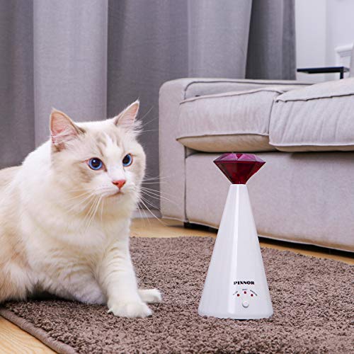 PIXNOR Cat Toy Pet Laser Pointer for Cats Automatic Rotating Catch Training, Adjustable 3 Speeds, Automatic Rest Period, Pretty Diamond Shape, Battery Powered - Thumbnail 6