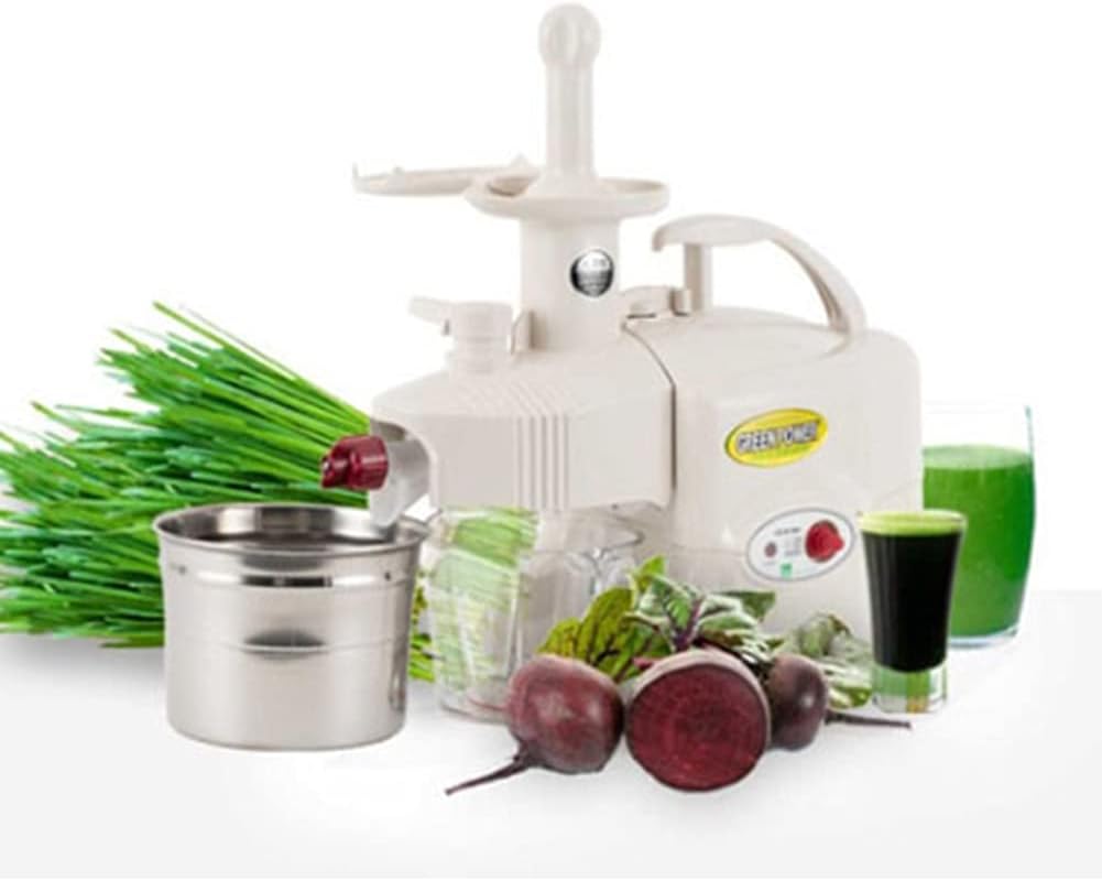 GREEN POWER KEMPO KP-E1304S Nomadics Standard/Premium Twin Gear Slow Juicer Green Fruit Extractor Double Gear (Red) 110V + ENGLISH MANUAL (White)