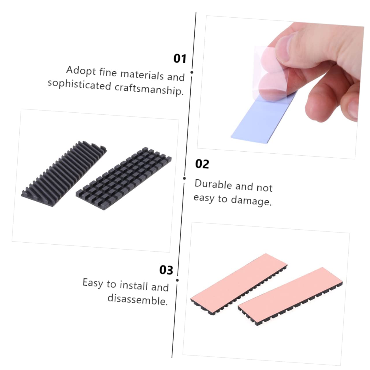 Gadpiparty 3 Pezzi Dissipatore Di Calore Per Unità A Stato Solido Ad Alte Prestazioni in Rame Da 4 Mm Dissipatore Di Calore Diagonale Aletta Di Raffreddamento Pad in Grafene