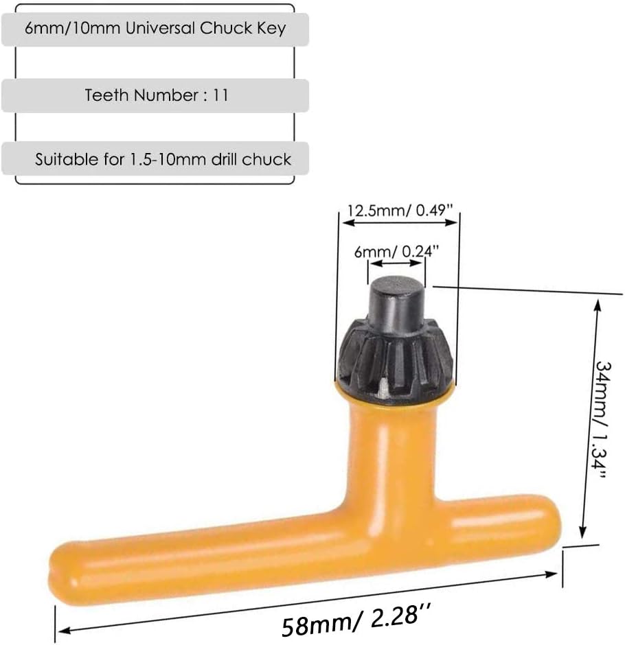 Mesee 3-Pack Drill Chuck Key Set: Universal T-Shaped Keys (6mm/10mm, 13mm, 16mm) for Drill Chucks