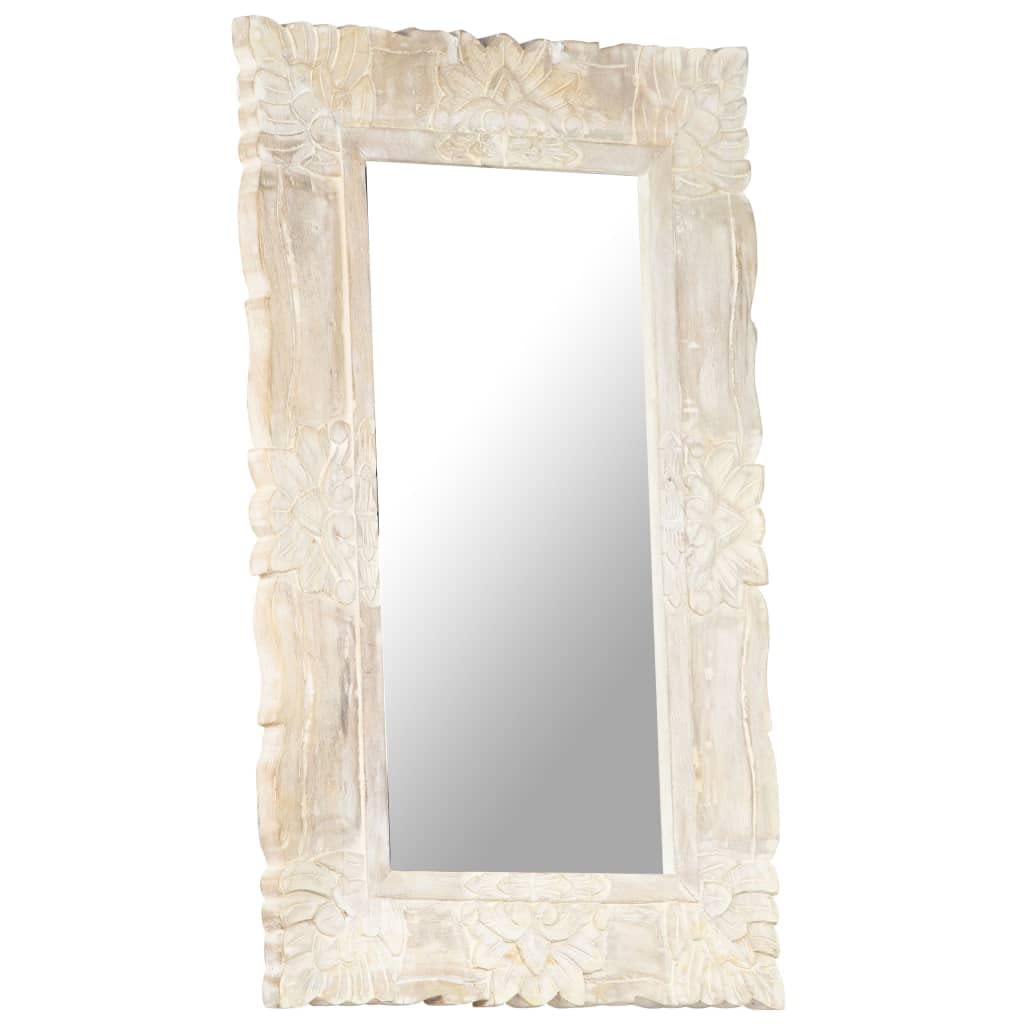 Generic Lustro Białe 50x50 Cm z Litego Drewna Mango, Lustro z drewnianą ramą, Doskonałe Drewno, Doskonałe Wykonanie do Domowej Sypialni, łazienki, Toaletki (80 x 50 cm)