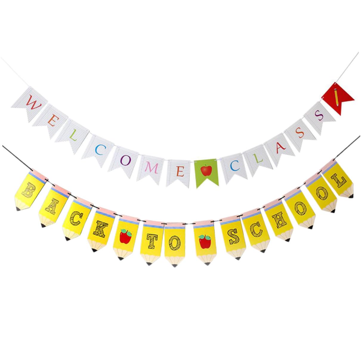 STOBAZA 6juegos Banderín Decorativo De Bienvenida Para Aula y Celebración De Regreso Clases De Pancarta Para Primer Día De Escuela y Ceremonias Escolares