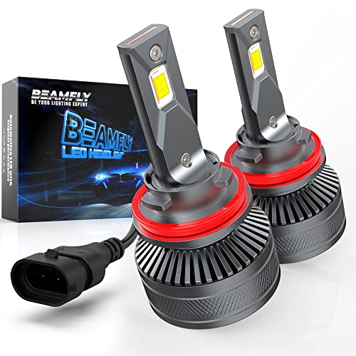 Bombillas H11 LED 18000LM, BEAMFLY H8 H9 Lampara Faros Delanteros Coche 12V 110W 6000K Luces Blancas