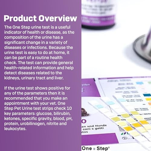 Image of One Step Pet Urine Testing Strips, 5 x 10 Parameter Urinalysis Test Strips, Urine pH Test Strips for Dogs, Cats, Accurate Testing for UTI, Bladder & More, Pet Glucose Monitoring Kit