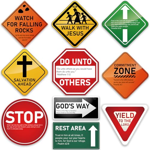 Frienda 10 Pcs Christian Road Sign for VBS Bulletin Board Decor