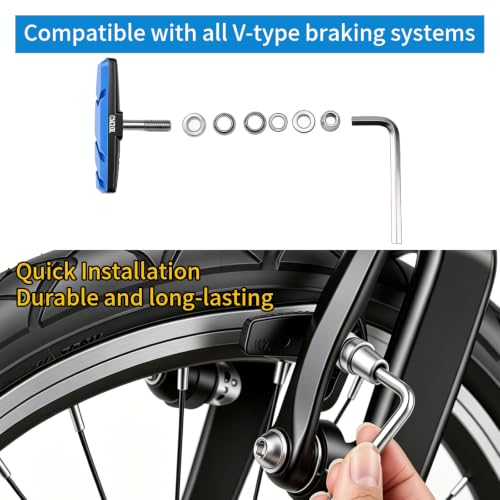 Image of Chooee Bike V-Brake Pads, Bicycle 70mm Brake Blocks Set, 2 Pairs Universal Brake Shoes