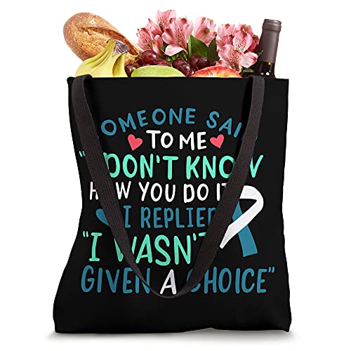 Bolso tote para concienciación sobre el cáncer cervical, con cinta blanca y turquesa, para personas que luchan contra el cáncer y la quimioterapia miniatura 4