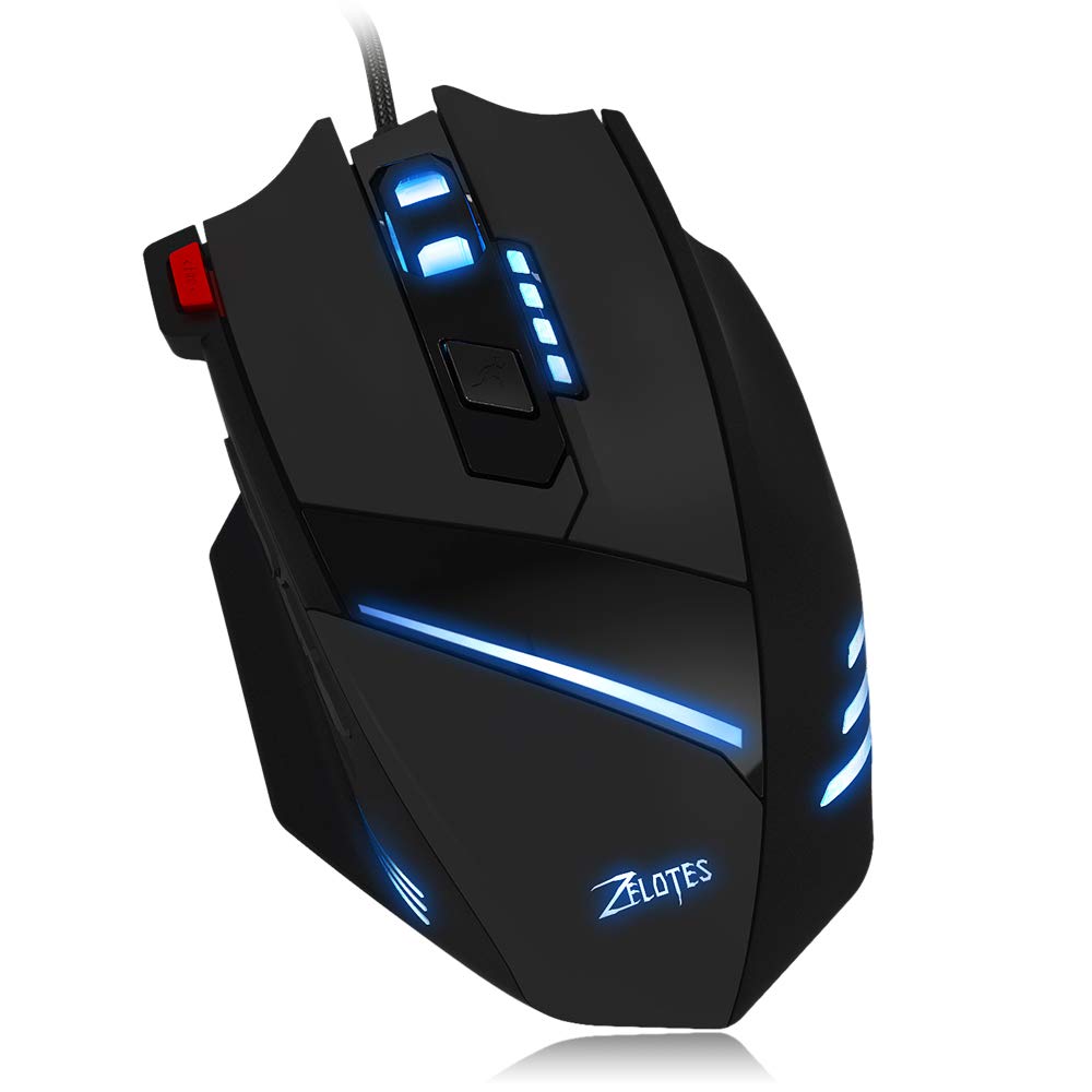 ZELOTES T-60 3200DPI Wired Gaming Mouse Optical Adjustable USB Computer Programmable LED Backlight Mice 7 Buttons Gaming Mouse for PC Laptop Gamer