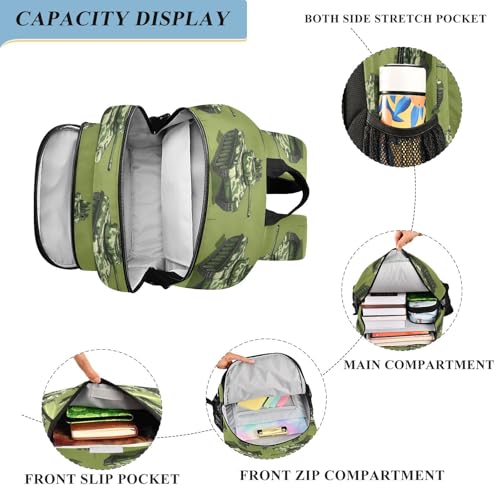 Retro Military Camouflage Tanks Backpack for Boys Girls Elementary School Bag Kids Bookbag Travel Rucksack With Reflective Stripes4