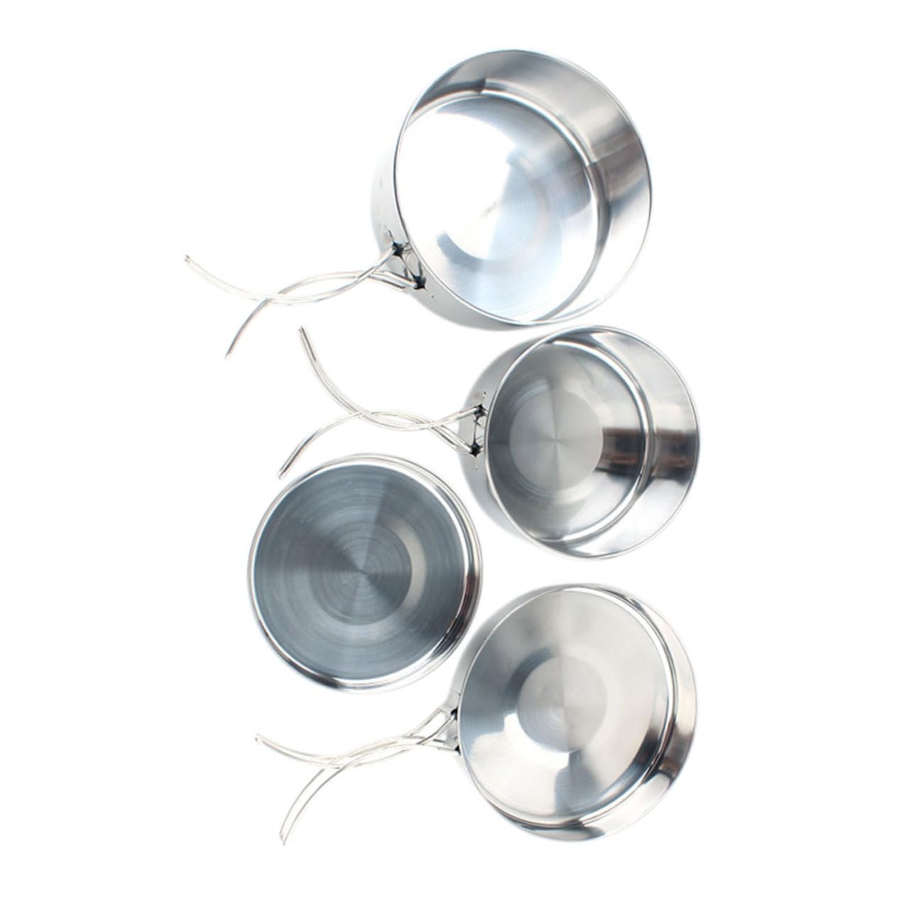 Abaodam 4pcs Stainless Steel Cookware Set Durable Portable Cooking Pan for Camping Hiking Outdoor Cooking Lightweight Kitchenware for People Essential Camping Accessories