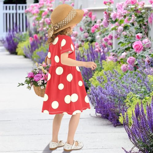 Red Polka Dots Little Girls Dress Cute Midi Swing Dresses Casual Summer Sundress for Kids4